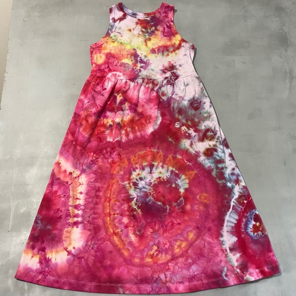 a new day Dresses & Skirts - Midi Dress Medium Custom Tie dyed Boho festival sleeveless hippie cute colorful